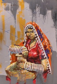 Hussain Chandio, 36 x 24 Inch, Acrylic on Canvas, Figurative Painting-AC-HC-207